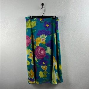 Coldwater Creek Women’s Colorful Floral A-Line Skirt Lined Side Zip Lightweight